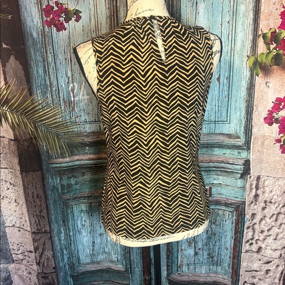 Chaps petite brown and black sleeveless blouse, size Petite medium, GUC - Picture 7 of 11